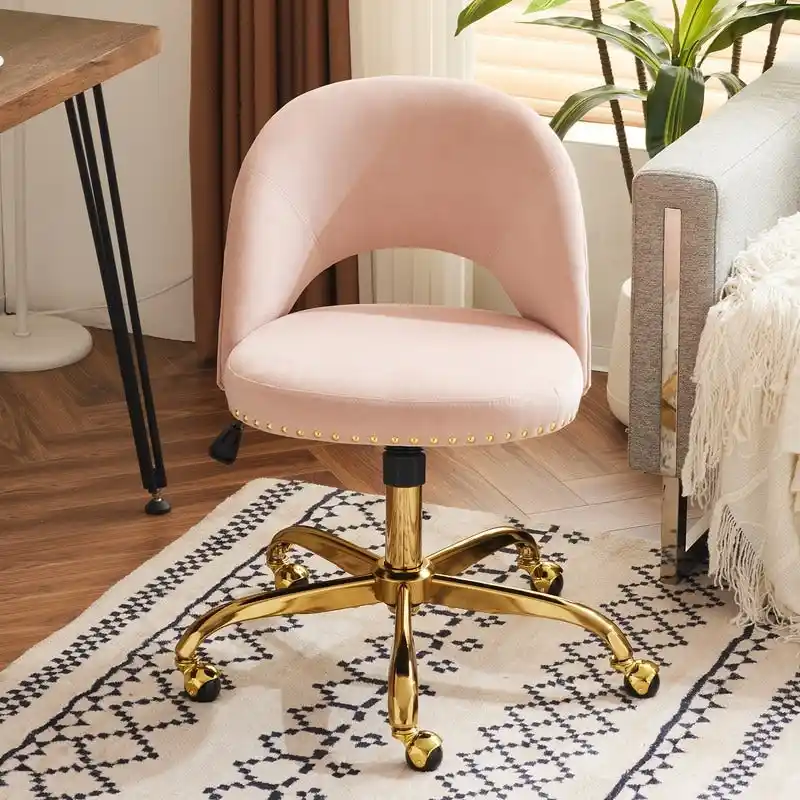 Office Chair Velvet Desk Chair Swivel Armchair Cute Modern Fabric Home Office Desk Chairs with Wheels