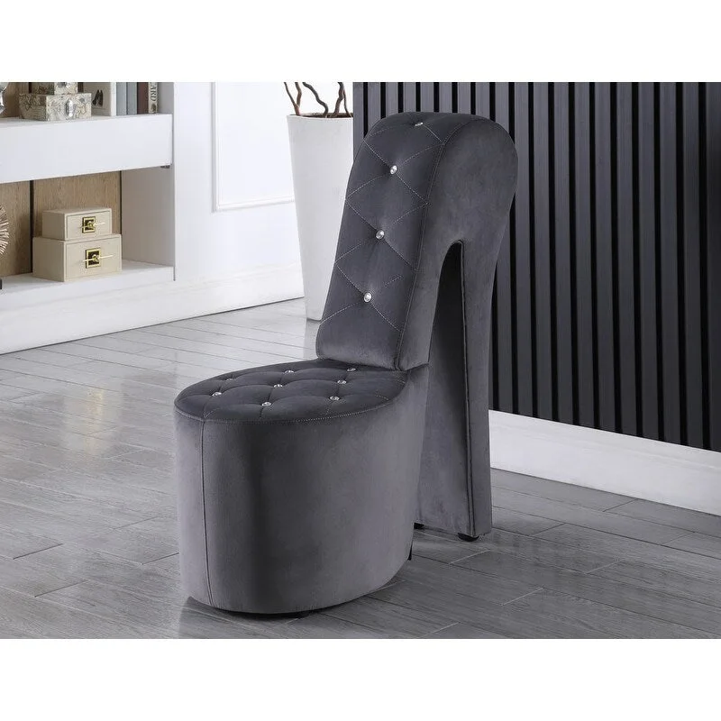 Faux Leather/Velvet High Heel Shoe-Shaped Lounge Chair, 1-Person