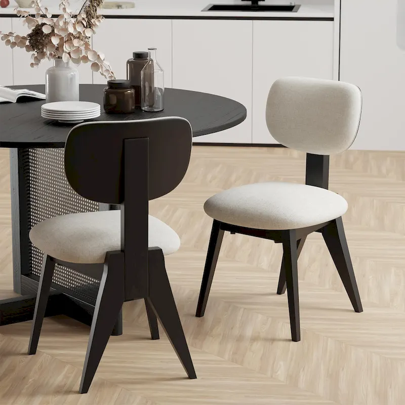 Solid Wood Dining Chair with Child-Safe Curved Edges, Minimalist Style