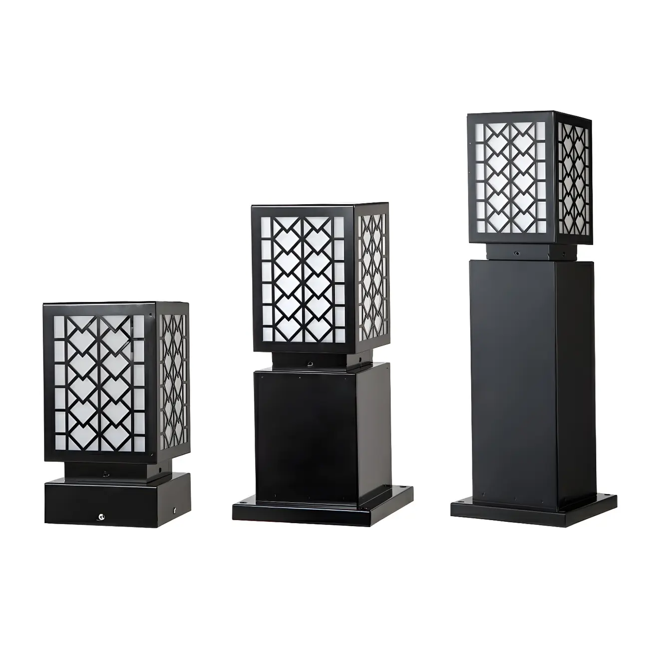 Modern Black Metal Square Solar Landscape Lighting