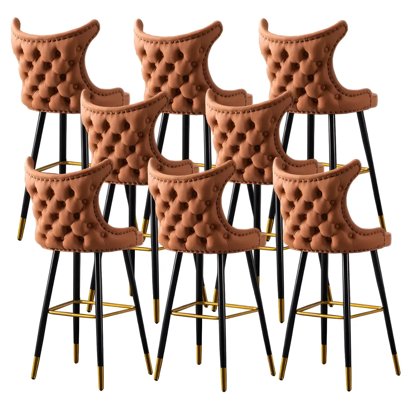 Velvet Upholstered Wingback Counter Height Bar Stools