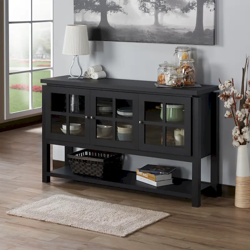 DH BASIC Modern Farmhouse 59 Windowpane Cabinet Buffet by Denhour
