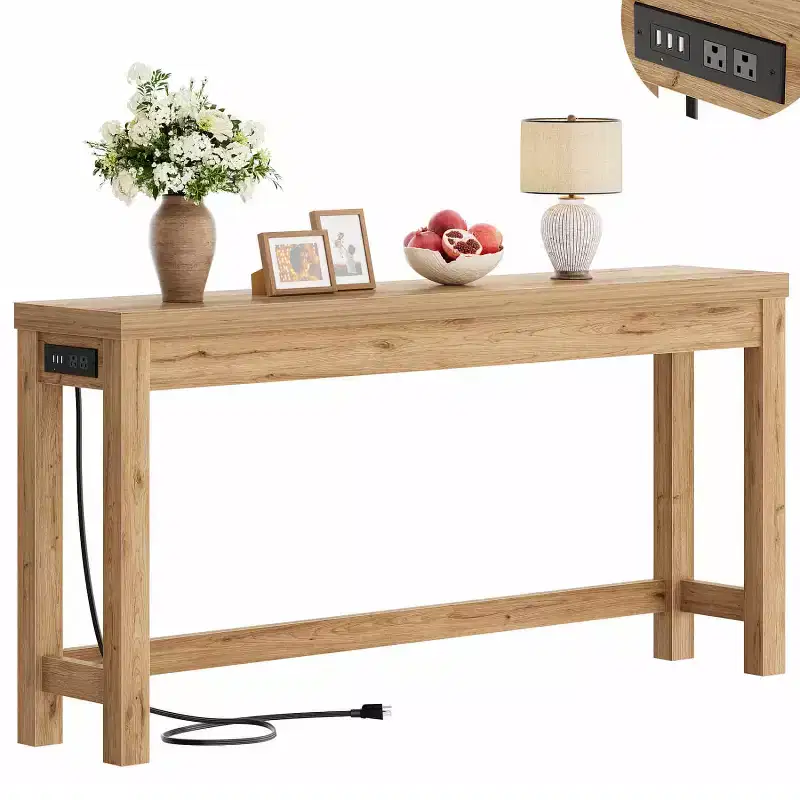 Besiost 63-In Console Tables with Charging Station, Entryway Table