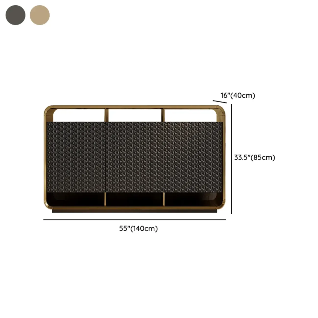 Glam Metal and Wood Sideboard with Shelves