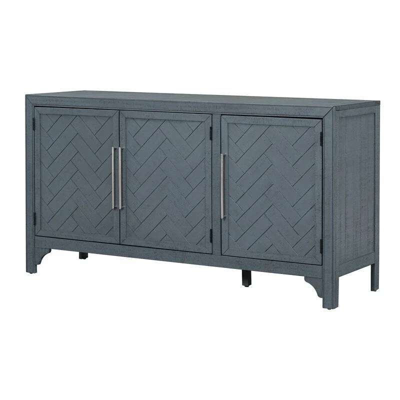 60W Cabinet Sideboard with Adjustable Shelves and Pine veneer - N/A