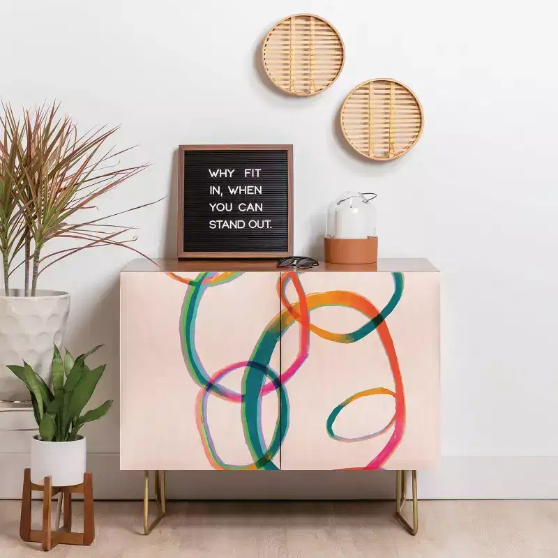ThirtyOne Illustrations Love and Aberration Gold Legged Credenza - Deny Designs