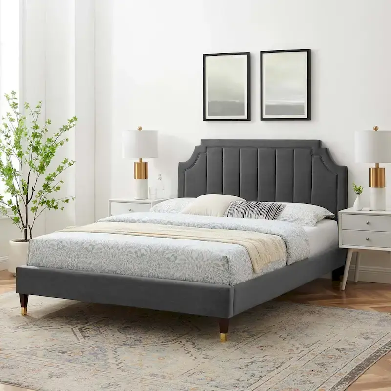 Sienna Performance Velvet Queen Platform Bed