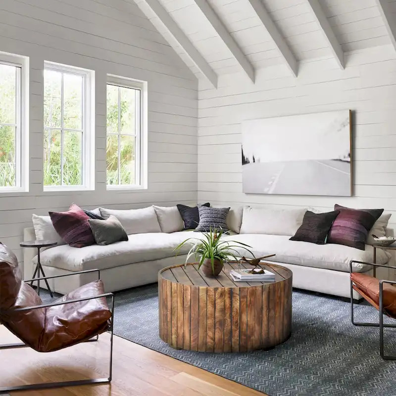 Modern Grey Fabric & Walnut Eastern King Bed