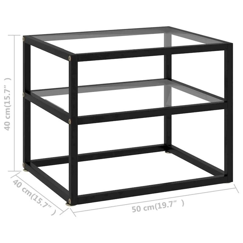 Console Table Transparent Black, Glass Top, 19.7