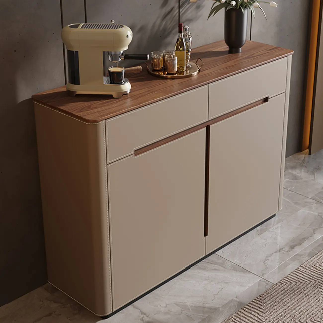 Trendy Wood Tan Entryway Shoe Cabinet with Drawers