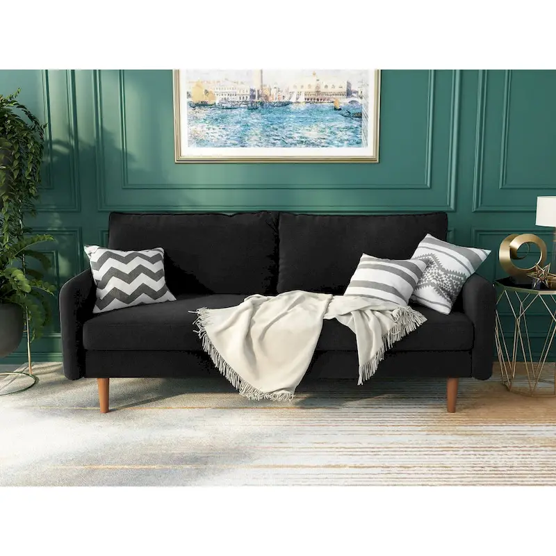 Velvet Square Arm Sofa - Multiple Colors, Contemporary Design, Seats 2-3