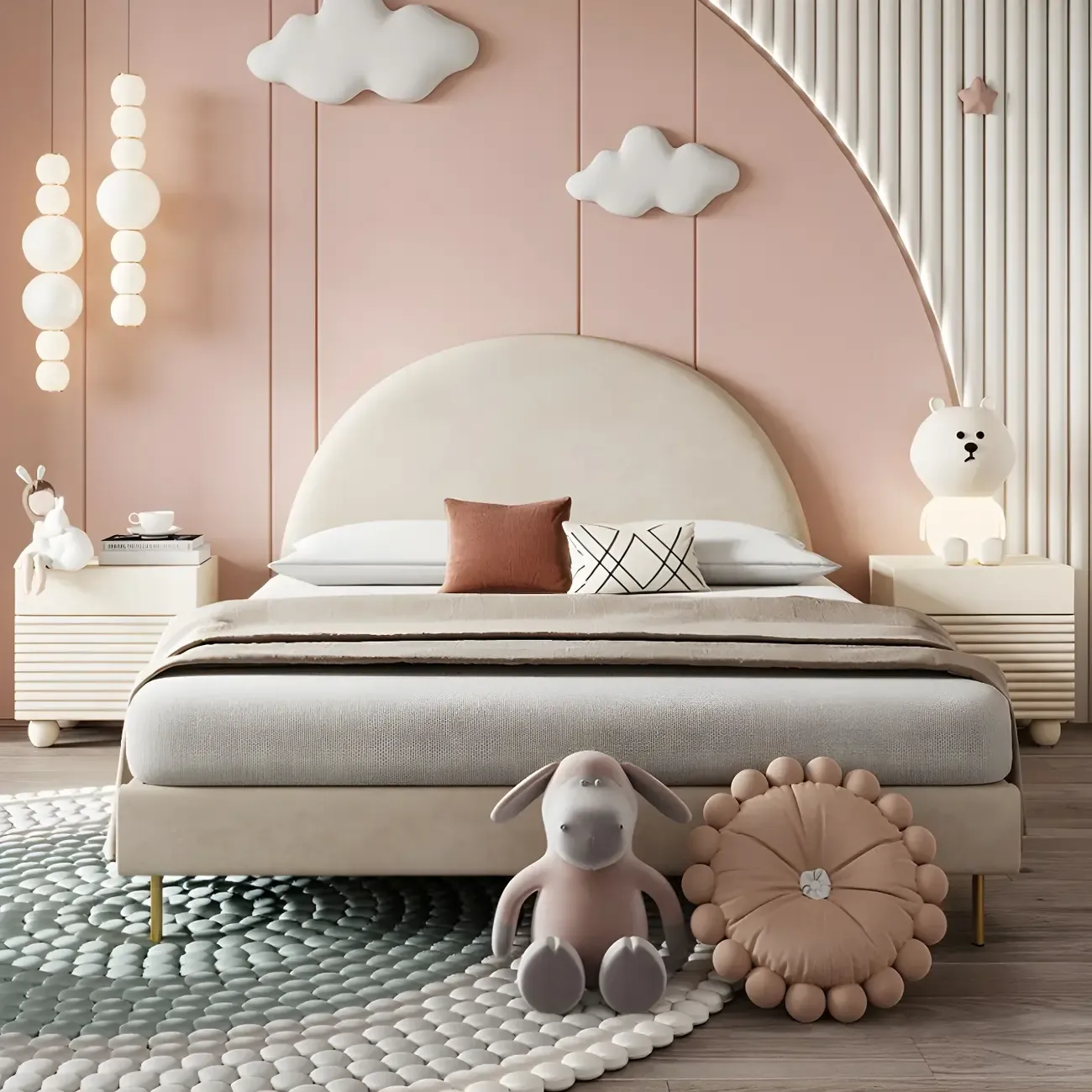 Princess Rectabgular White Wood Nightstand with 2 Drawers