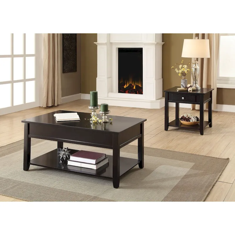 Lift Top Coffee Table with Storage – Black