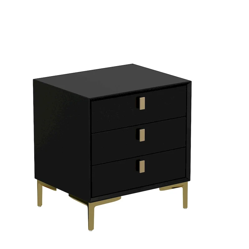 Natural Mid-Century Modern 3-Drawer Nightstand Bedside Table