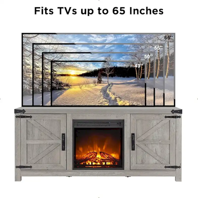 Farmhouse Fireplace TV Stand, Rustic Entertainment Center