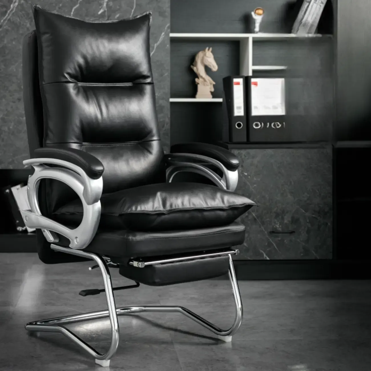 Elegant Brown Leather Reclining Executive Office Chair