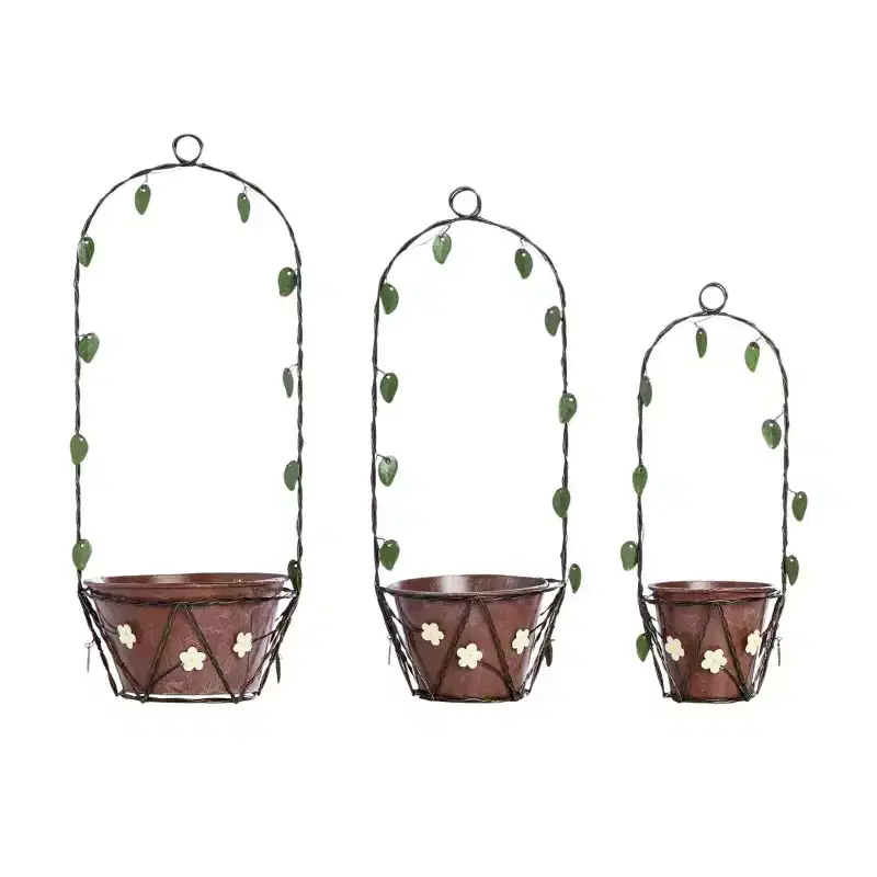 Transpac Mini Wire Plant Holders Set of 3 Decorative Planters for Home Spring Decor