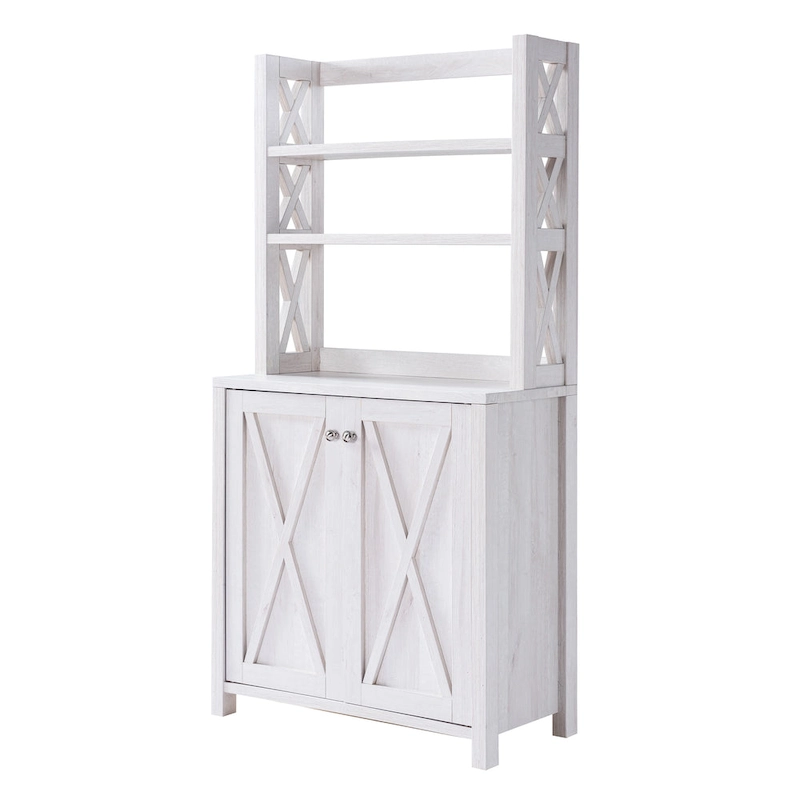 Figg Rustic Wood Multi-shelf Microwave Cabinet by Furniture of America