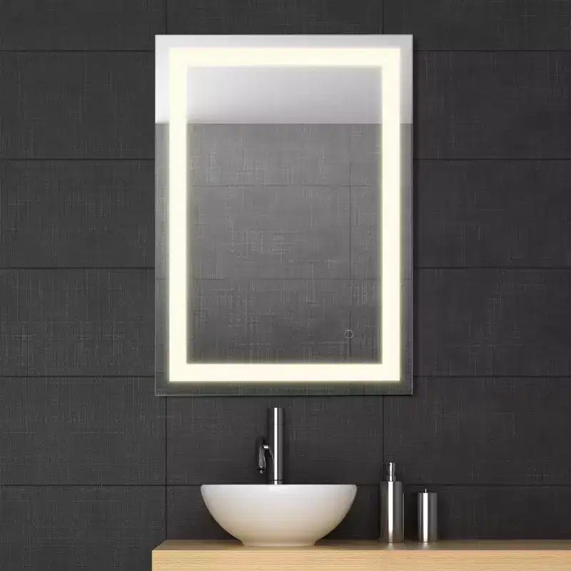 Remy Rectangular Frameless Anti-Fog Aluminum Front-lit Tri-color LED Bathroom Vanity Mirror with Smart Touch Control - JONATHAN Y