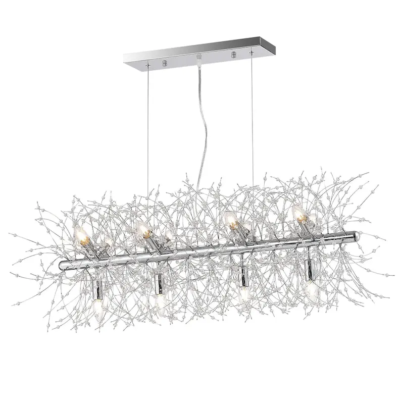 Opulent Crystal Cascade 12-Light Linear Pendant