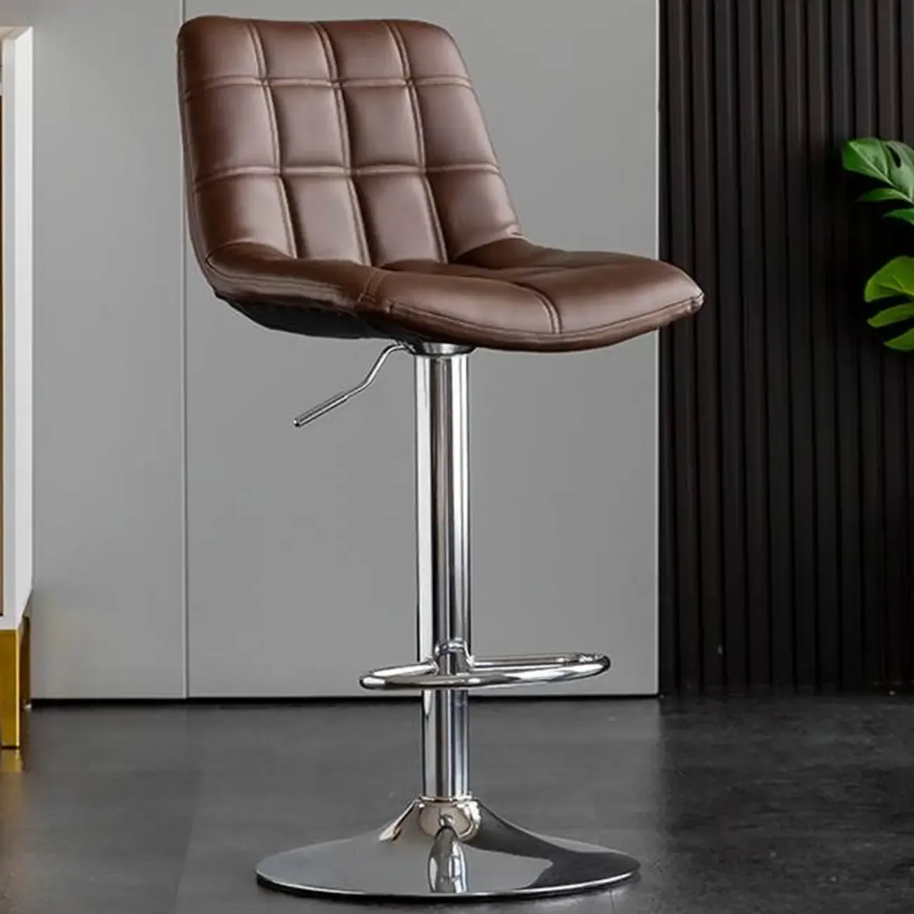 Glam Faux Leather Swivel Adjustable Bar Stools