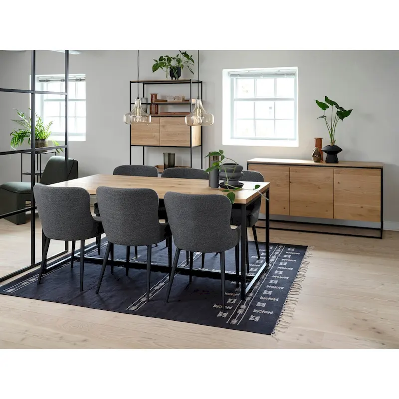 Rye Studio Boucle Dining Chairs with Black Steel Legs, Set of 2