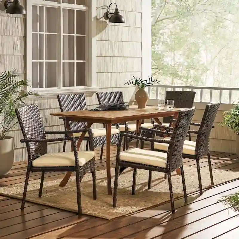 Corleone Outdoor 7-piece Dining Set with Cushions by Christopher Knight Home