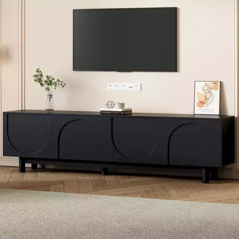 MAYEERTY White Graceful TV Stand, Arch Cabinet Minimalist Media Console for 78 TVs