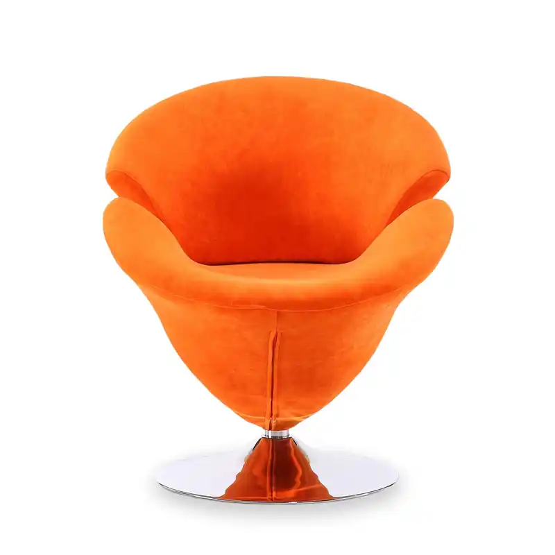 Velvet Swivel Accent Chair with Polished Chrome Tulip Base, Modern Living Room Chair