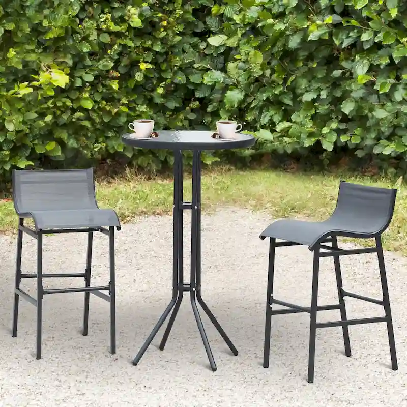 Outsunny 3 Piece Bar Height Outdoor Bistro Set for 2