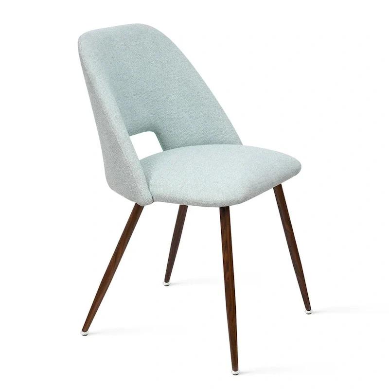 Upholstered Modern Cutout Back Dining Chair with Walnut LegSet of 4)