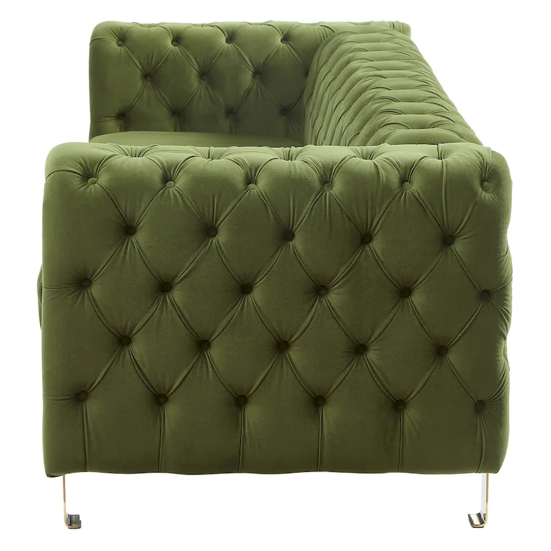Keyser Modern Glam Tufted Velvet 3 Seater Sofa - 83.75  L x 34.50  W x 27.25  H