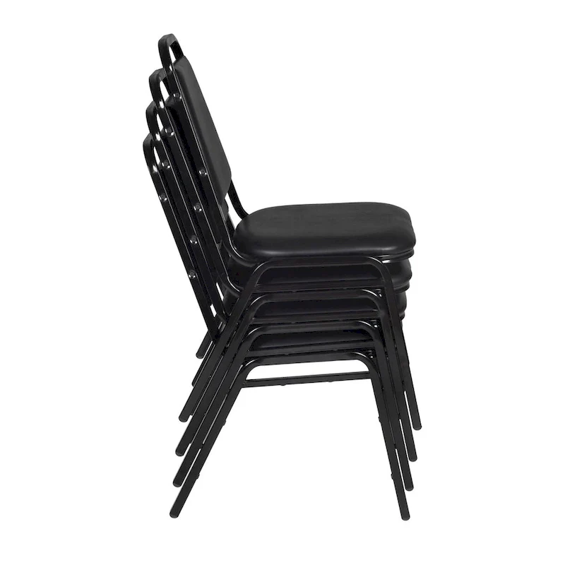 Kahlo 48  Square Breakroom Table- Maple/ Black & 4 Restaurant Stack Chairs- Black