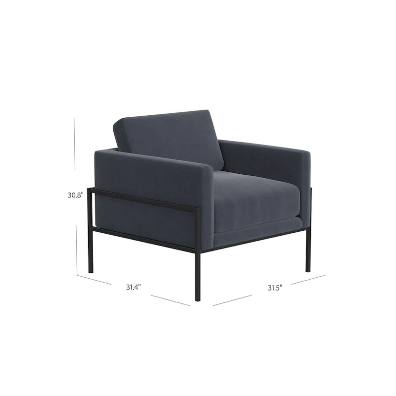 Modern Upholstered Club Chair, Camel/Grey/Blue/Brown, Metal Frame, Single