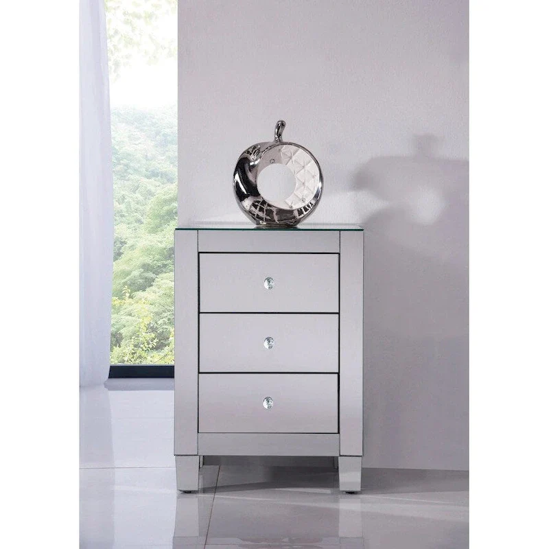 Elegant Lighting Clear Mirror 3 Drawer Cabinet