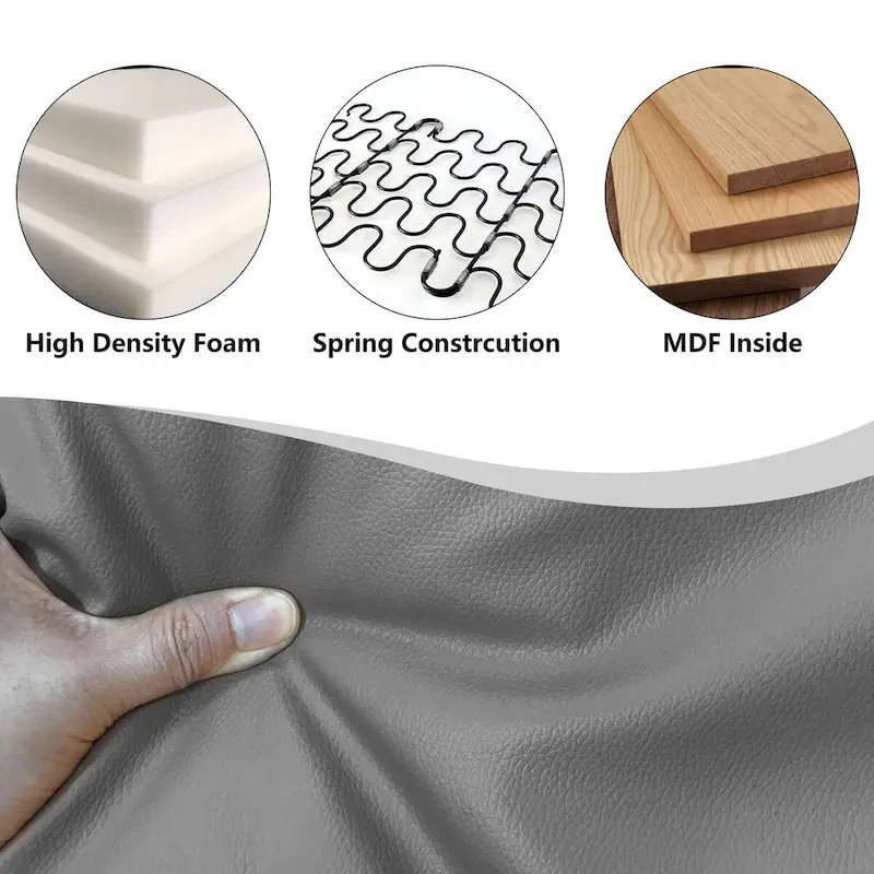 Mieres Mid-Century Style 3-Piece PU Leather Living Room Sofa