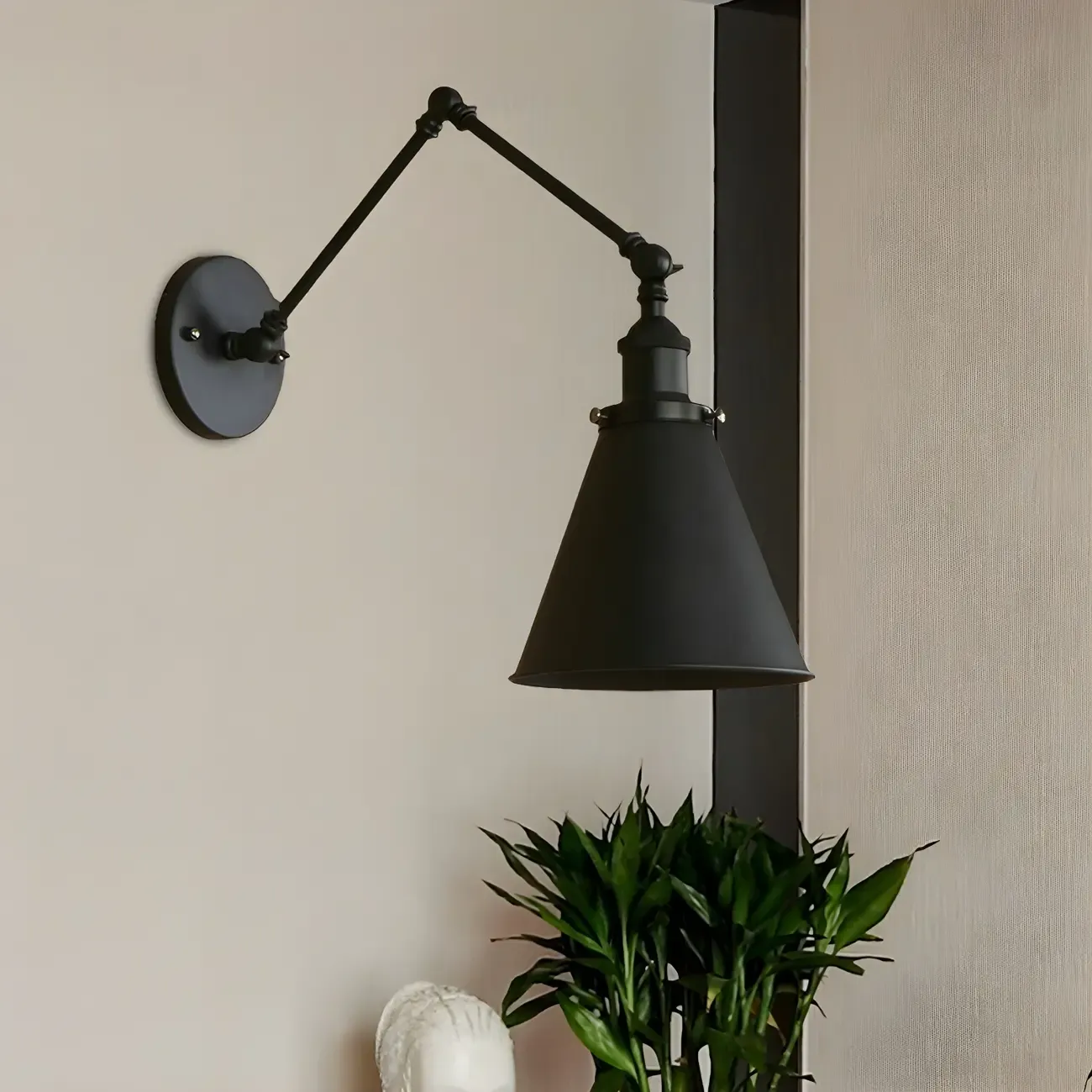 Industrial Metal Cone Swing Arm Wall Light
