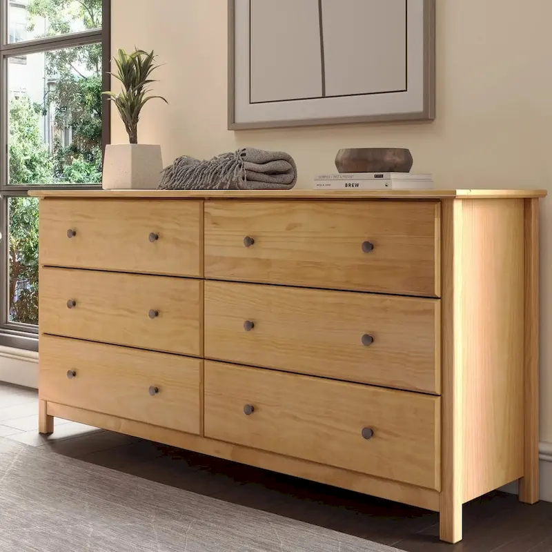 Grain Wood Furniture Shaker-style 6-drawer Solid Wood Dresser