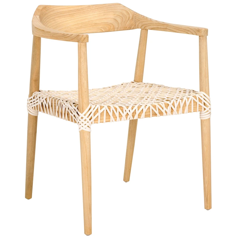 Munro Wanda Woven Leather & Solid Wood Accent Chair (Fully Assembled) - 22  W x 20.5  L x 28.5  H - 22Wx21Dx29H