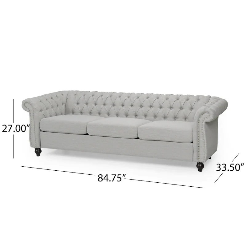 Chesterfield Button Tufted 3-seater Sofa with Nailheads