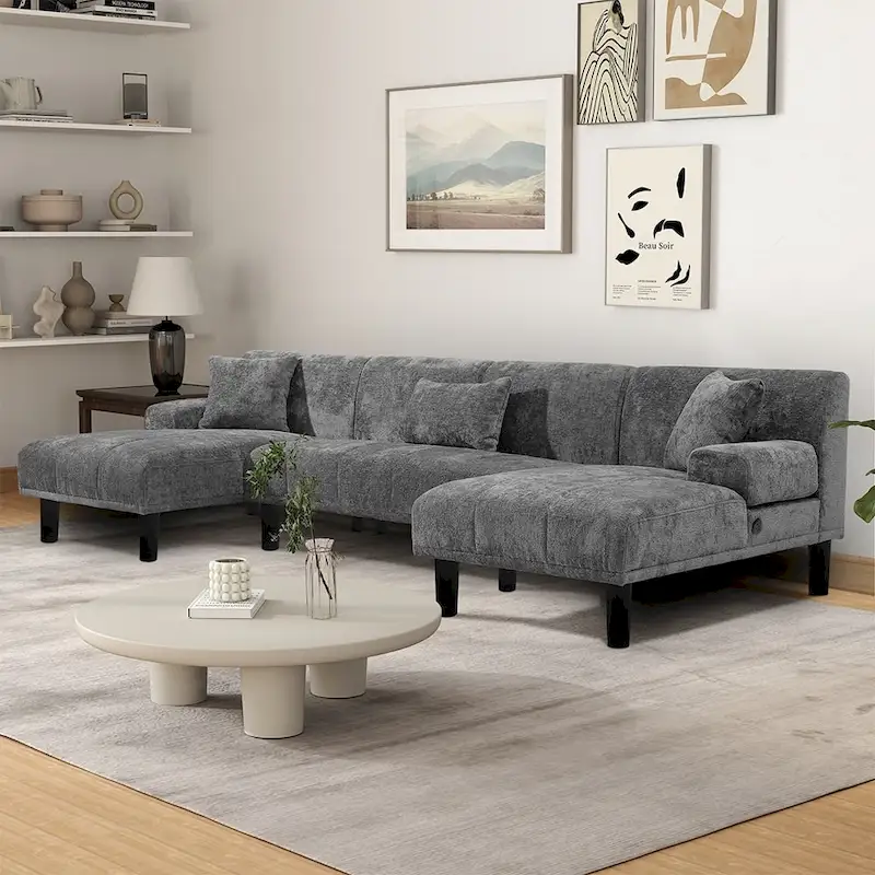 U-Shaped Chenille Modern Modular Sectional Sofa