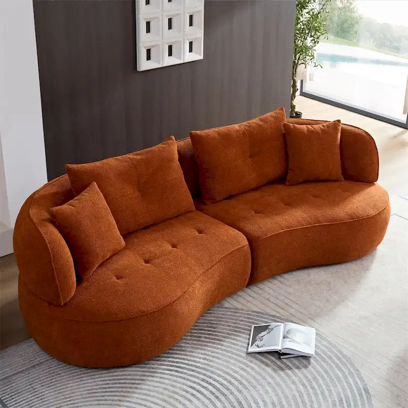 Sectional Sofa With Removable Pillows,Durable Fabric,Solid Wood Frame