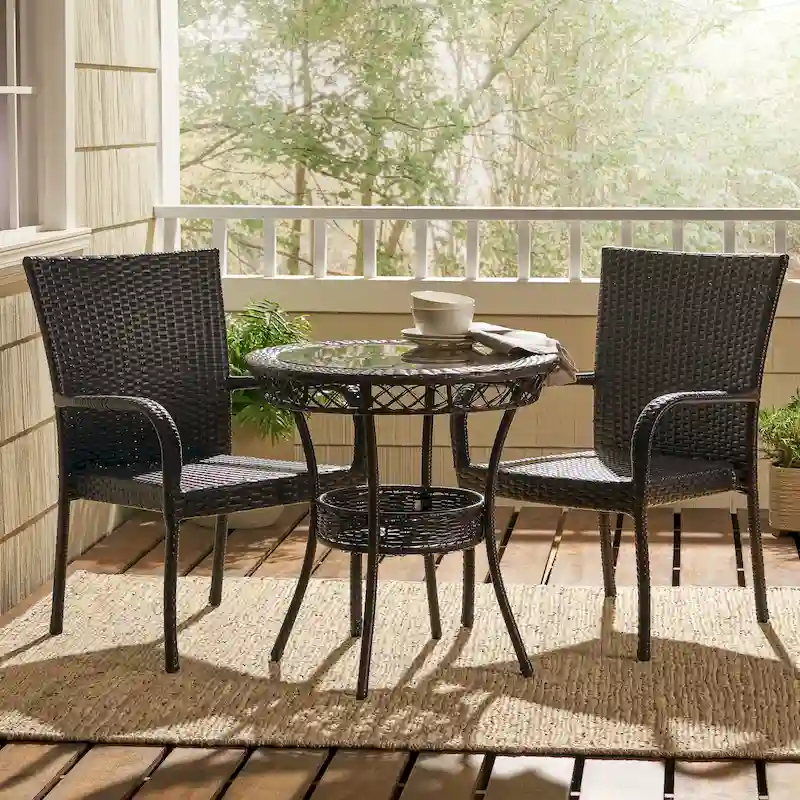 Littleton Outdoor Multi-brown 3-piece Wicker Bistro Set by Christopher Knight Home