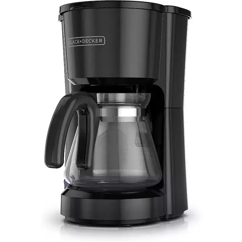 BLACK+DECKER 5-Cup Drip Coffee Maker with Glass Carafe, Compact Design, Sneak-A-Cup Feature, Black (CM0700B)