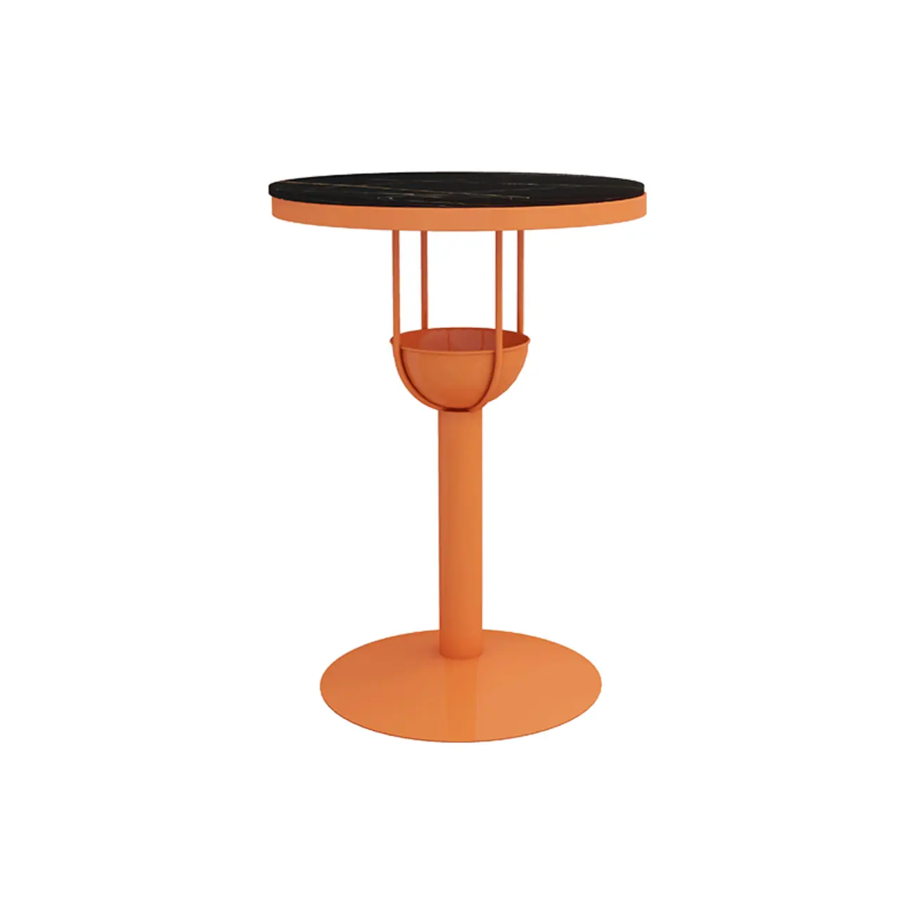 Modern Black Orange Orbicular Shelf Bar Tables