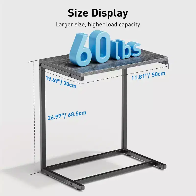 End Table, Side Table for Couch Slide Under, C Table Sofa Side End Table for Living Room, Suitable for Living Rooms, Bedrooms, Sofas, And Offices.