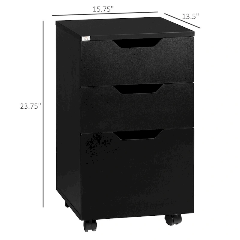 3-Drawer Vertical Mobile File Cabinet