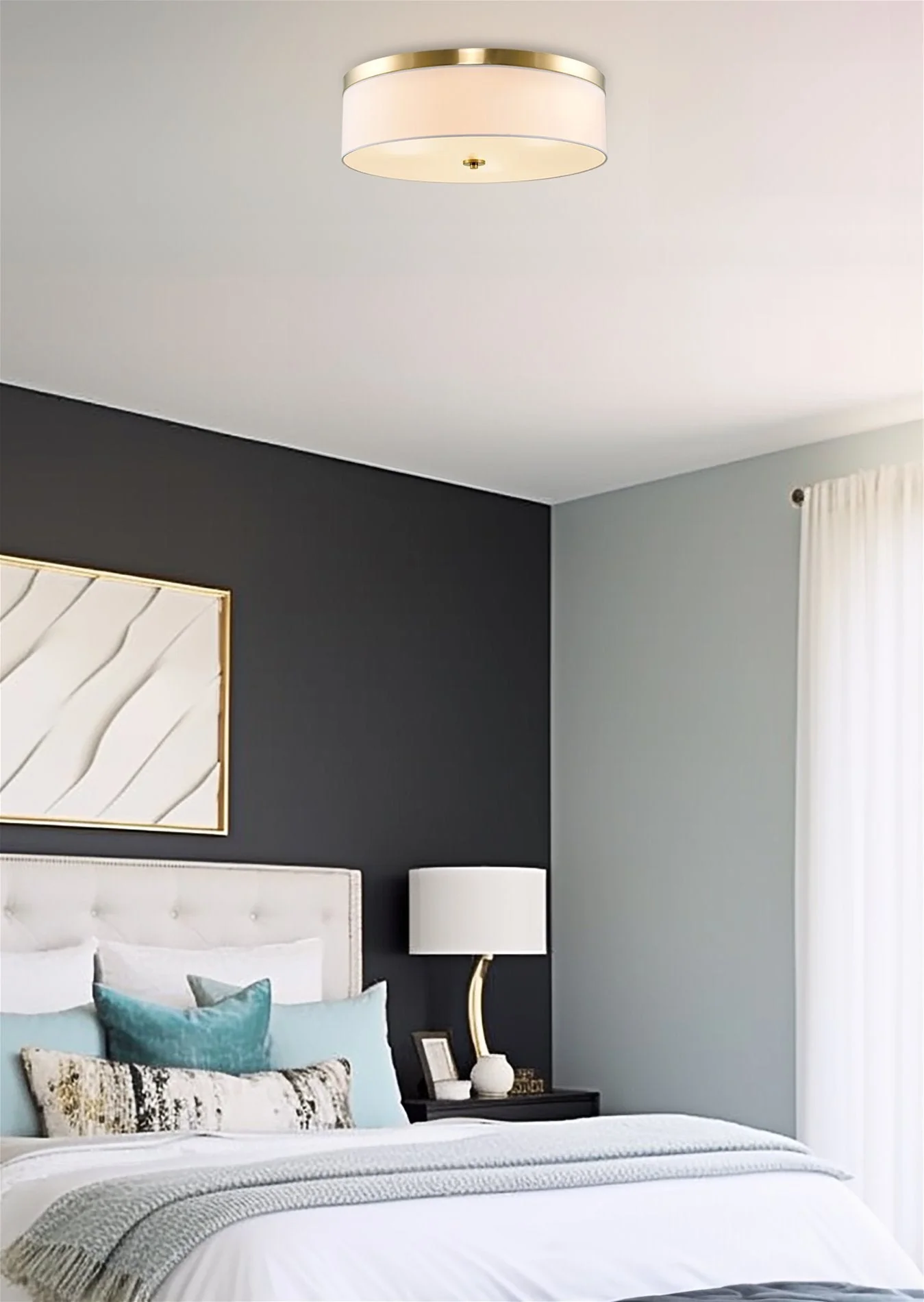 Walker 20 Large Mid-Century Modern 3-Light Flush Mount Ceiling Light