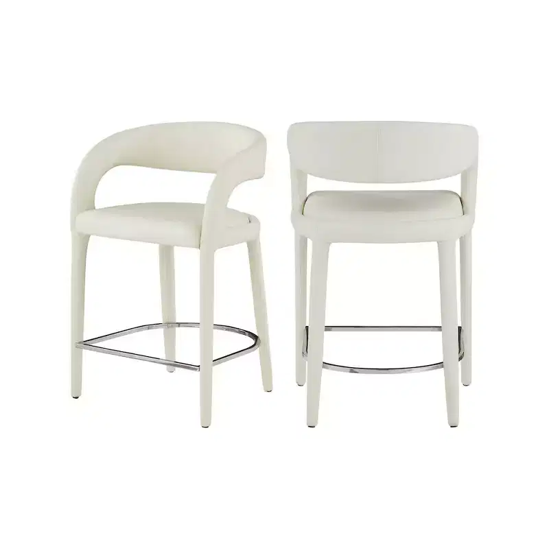 Meridian Furniture,Sylvester Cream Vegan Leather Stool