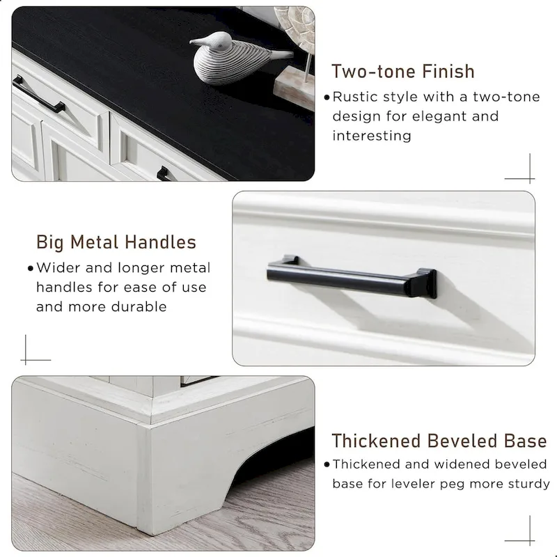 White / Grey / Black Farmhouse 7-Drawer Dresser - Single Use